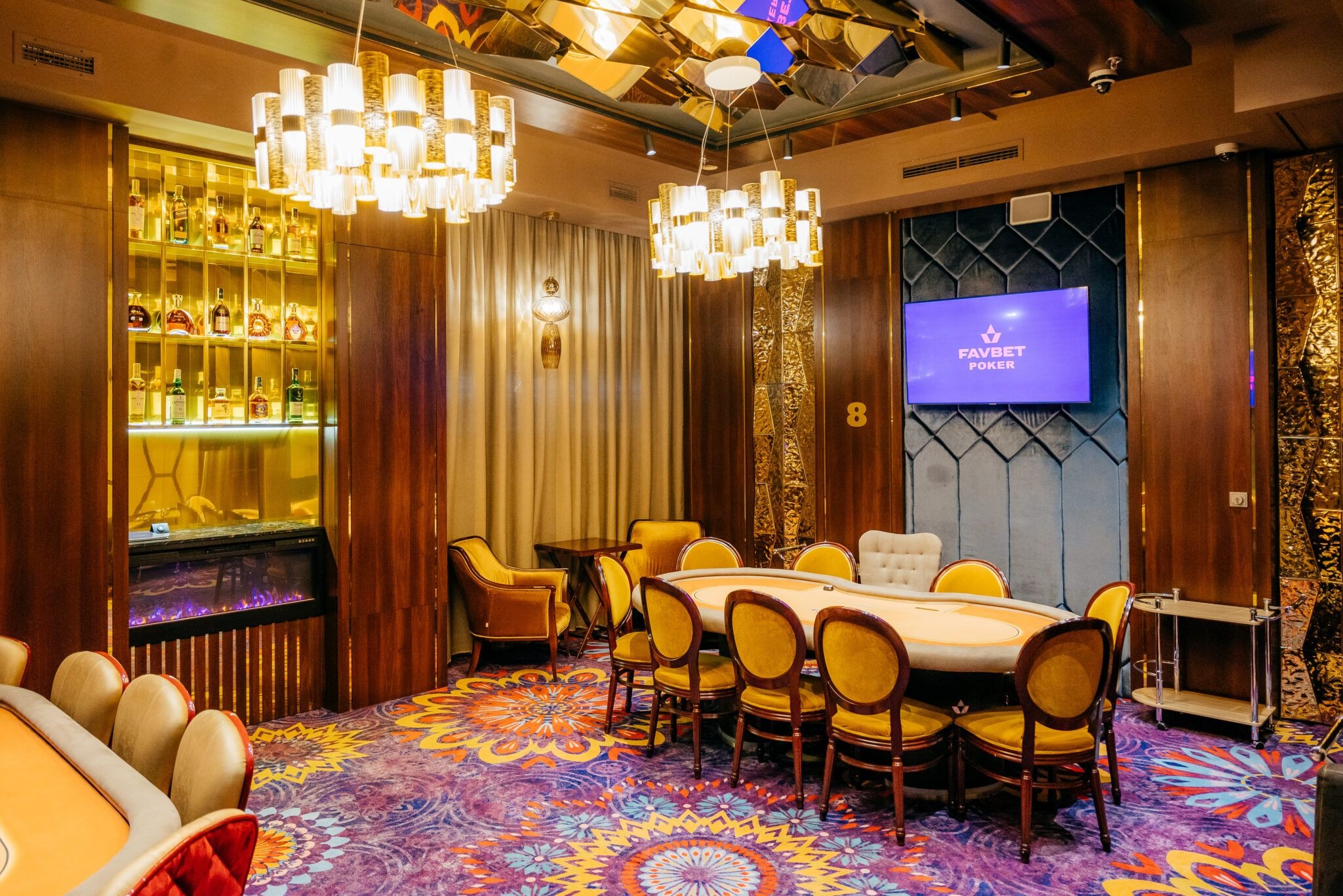 Avond entertainment ruimte met woonkamer